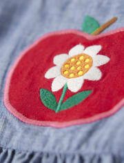 Girls Embroidered Apple Daisy Chambray Jumper - Apple Orchard