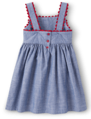 Girls Embroidered Apple Daisy Chambray Jumper - Apple Orchard
