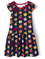 Girls Apple Ponte Peplum Dress - Apple Orchard