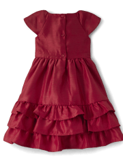 Girls Bow Dupioni Ruffle Tiered Dress - A Royal Christmas
