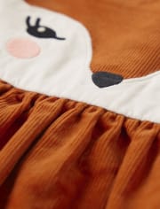 Chasuble Fille en Velours Côtelé Renard Brodé - Aventures d'Automne