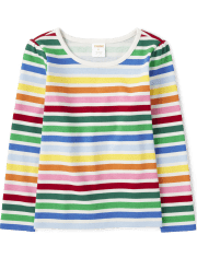Girls Rainbow Striped Top - Very Merry