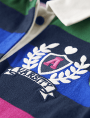 Robe polo à rayures style universitaire pour fille - Prep School