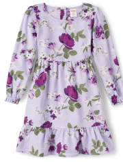 Robe à volants en flanelle florale pour filles - Magical Meadow