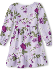 Robe à volants en flanelle florale pour filles - Magical Meadow