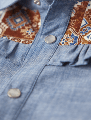 Chemise Fille Flutter Chambray à boutons-pression sur le devant - Montana Mountain