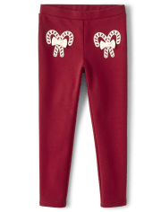 Girls Applique Candy Canes Ponte Jeggings - A Royal Christmas