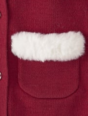 Cardigan à capuche en fausse fourrure pour filles - Un Noël royal