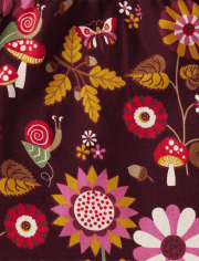 Girls Flower Leaf Flannel Tiered Dress - Enchanted Forest