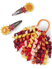Conjunto de 3 piezas de cabello rizado con girasoles para niñas - Happy Harvest