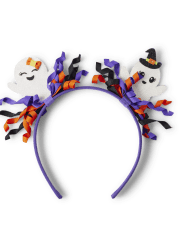 Diadema de cinta rizada fantasma para niñas - Truco o trato