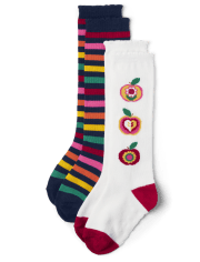 Girls Apple Knee Socks 2-Pack - Apple Orchard