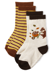 Paquete de 2 calcetines con diseño de ardilla para niños - Happy Harvest