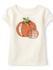 Girls Embroidered Pumpkin Top - Lil' Pumpkin
