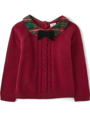 Girls Cable Knit Peter Pan Sweater - A Royal Christmas