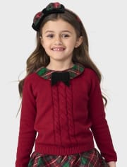 Girls Cable Knit Peter Pan Sweater - A Royal Christmas