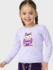 Girls Embroidered Owl Sweater - Magical Meadow