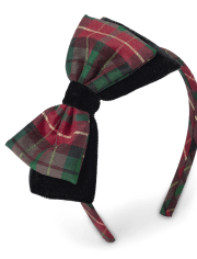 Girls Plaid Double Bow Headband - A Royal Christmas