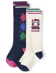 Girls Argyle Knee Socks 2-Pack - Prep School