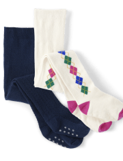 Girls Argyle Tights 2-Pack - Prep School