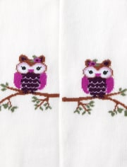Girls Owl Floral Tights 2-Pack - Magical Meadow