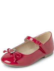 Girls Apple Bow Ballet Flats - Apple Orchard