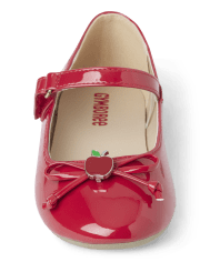 Girls Apple Bow Ballet Flats - Apple Orchard