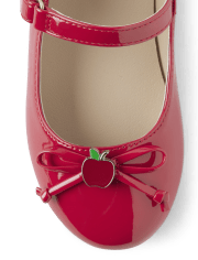 Girls Apple Bow Ballet Flats - Apple Orchard
