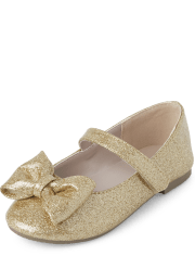 Girls Bow Glitter Ballet Flats