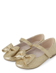 Girls Bow Glitter Ballet Flats