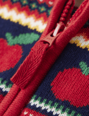 Kids Intarsia Apple Zip-Up Sweater - Apple Orchard
