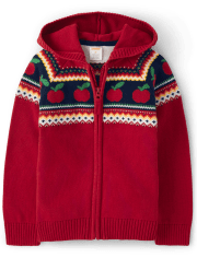 Kids Intarsia Apple Zip-Up Sweater - Apple Orchard