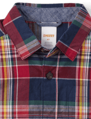 Camisa con botones de popelín a cuadros familiares a juego para niños - Apple Orchard
