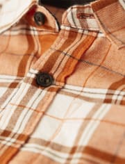 Boys Plaid Twill Button Up Shirt - Lil' Pumpkin