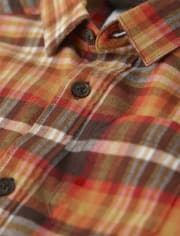 Boys Dad And Me Plaid Twill Button Up Shirt - Happy Harvest