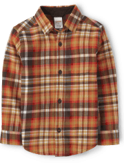 Boys Dad And Me Plaid Twill Button Up Shirt - Happy Harvest