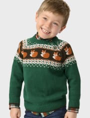 Boys Intarsia Fox Sweater - Friendly Fox