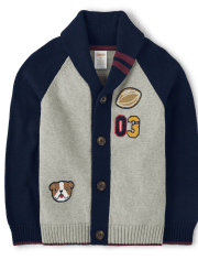 Boys Applique Varsity Patch Cardigan - Prep School