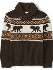 Boys Intarsia Bear Sweater - Montana Mountain