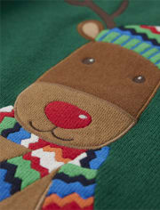 Boys Embroidered Reindeer Sweater - Very Merry
