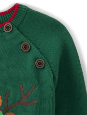 Boys Embroidered Reindeer Sweater - Very Merry