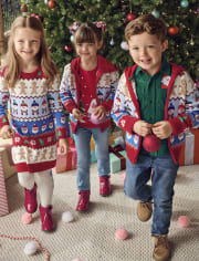 Sudadera con capucha unisex Fairisle con cremallera - Very Merry