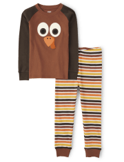 Pyjama ajusté en coton avec broderie de dinde pour enfants - Gymmies