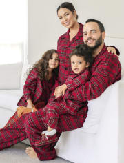 Unisex Kids Matching Family Long Sleeve Plaid Flannel Pajamas
