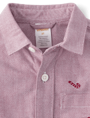 Chemise Oxford boutonnée à motif canne à sucre brodée pour garçon - A Royal de Noël