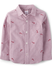 Chemise Oxford boutonnée à motif canne à sucre brodée pour garçon - A Royal de Noël