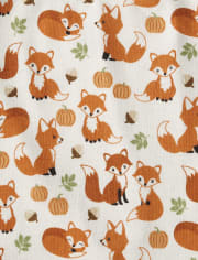 Kids Embroidered Fox Snug Fit Cotton Pajamas - Gymmies