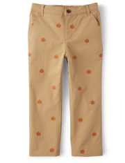 Boys Schiffli Pumpkin Twill Chino Pants - Lil' Pumpkin