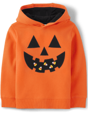 Boys Embroidered Jack-O-Lantern Fleece Hoodie - Trick or Treat