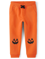 Boys Embroidered Jack-O-Lantern Fleece Jogger Pants - Trick or Treat